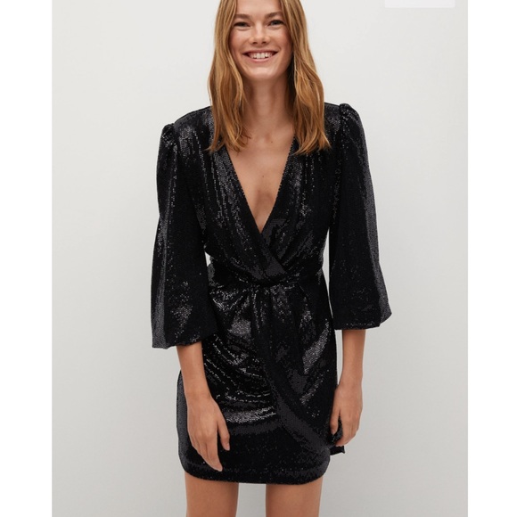 Mango Sequin wrap dress - Picture 1 of 6